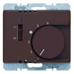 Регулятор температуры помещения Berker Arsys коричневый с блеском 24 В с размыкающим контактом центральной панелью одноклавишным выключателем и светодиодом 20310001