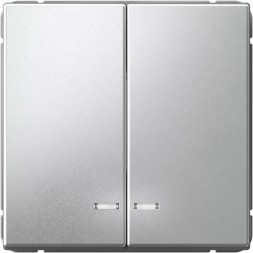 Двухклавишный выключатель с подсветкой (Алюминий) Schneider Electric Systeme Art Gallery GAL000353
