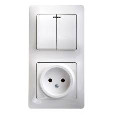 БЛОК: Розетка + 2-клавишный Выключатель с подсветкой Schneider Electric Glossa Белый GSL000173