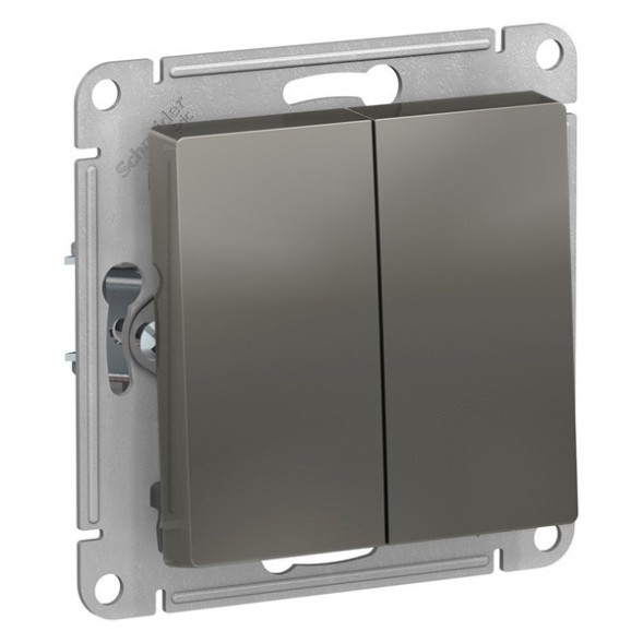 ATN000917 Atlasdesign Нажимная 2-клавишная кнопка, сх.2, 10А, механизм, СТАЛЬ Schneider Electric