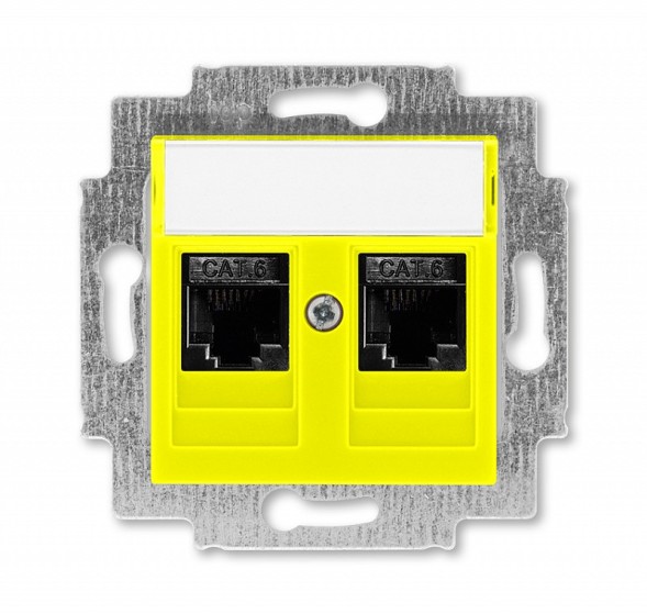 Розетка телефонная ABB Levit жёлтый двойная 2хRJ45 категория 6 2CHH296118A6064 5014H-A61018 64W