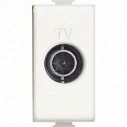 Экранированная TV розетка Bticino Living Light Белый проходная 1 модуль, &quot;папа&quot;, со встороенным 75 Ом сопротивлением N4202PT