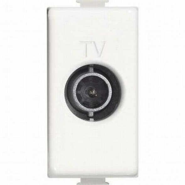 Экранированная TV розетка Bticino Living Light Белый проходная 1 модуль, &quot;папа&quot;, со встороенным 75 Ом сопротивлением N4202PT