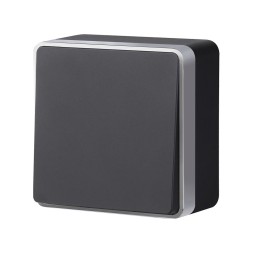 Выключатель одноклавишный проходной Gallant черный с серебром W5012034