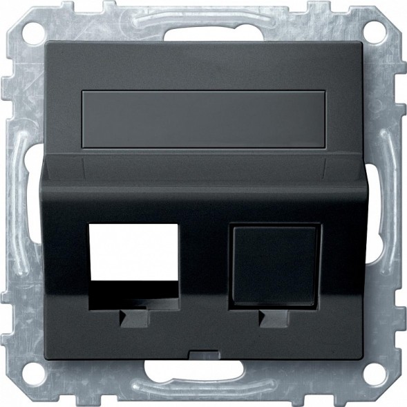 Наклонная плата Merten M-серия антрацит для keystone RJ45 MTN4568-0414