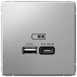 Зарядное устройство USB-A + USB-C, 45Вт (Алюминий) Schneider Electric Systeme Art Gallery GAL000329