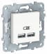 Розетка USB Schneider Electric Unica Studio Белый 2-местная, 5 В / 2100 мА NU541818
