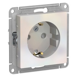 Розетка Schneider Electric Atlasdesign Жемчуг с заземлением со шторками, 16А, механизм ATN000445