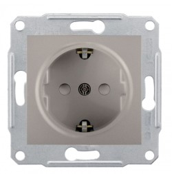 Розетка Schneider Electric Sedna 2Р+Е со шторками титан SDN3000168
