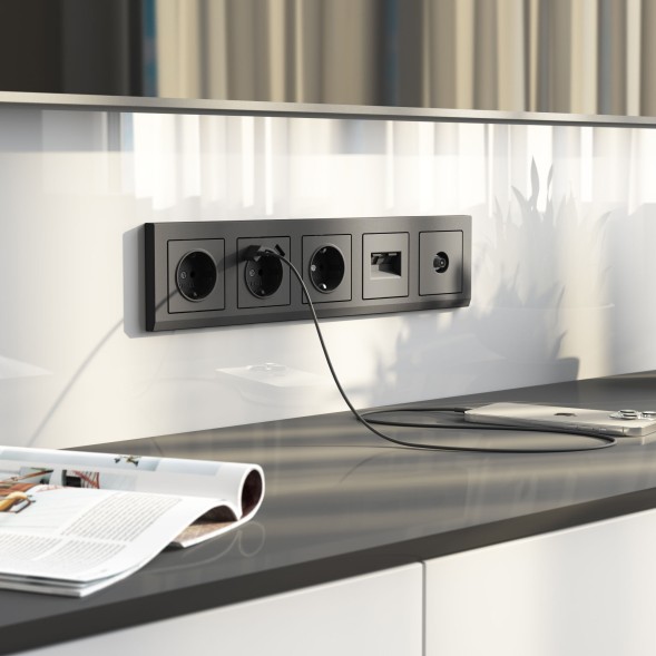 Накладка для двойной розетки Еthernet RJ-45 (графит матовый) Werkel W1191164