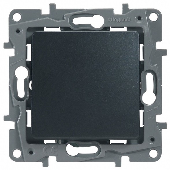 Выключатель Legrand Etika антрацит без фиксации (кнопка) с НО/НЗ контактом 6 A 250 В~ 672614