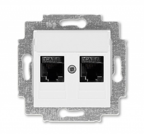 Розетка телефонная ABB Levit белый двойная 2хRJ45 категория 6 2CHH296118A6003 5014H-A61018 03W