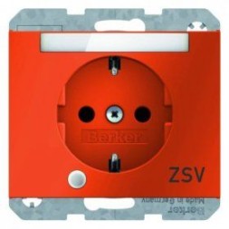 Штепсельная розетка Berker K.1 оранжевый с блеском SCHUKO с контрольной лампой полем для надписи 41107114