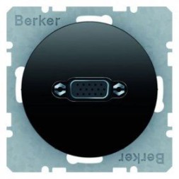 Розетка VGA Berker R.1 с винтовыми подъемными клеммами черная с блеском 3315412045