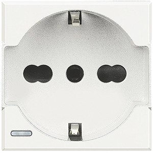 Розетка Bticino Axolute Белый 2К+З, 10 и16 А с защищенными контактами HD4140A16