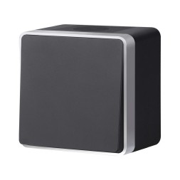 W5010234/ Выключатель одноклавишный влагозащищенный Gallant (черный с серебром) W5010234