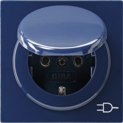 Розетка Gira S-color Синий с заземляющими контактами и крышкой 045446