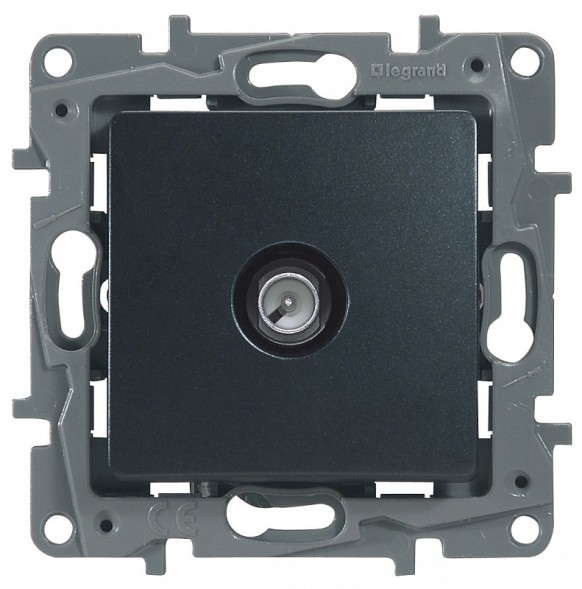 Розетка TV Legrand Etika антрацит «звезда» - 2 дБ - 0-2400 мГц 672651