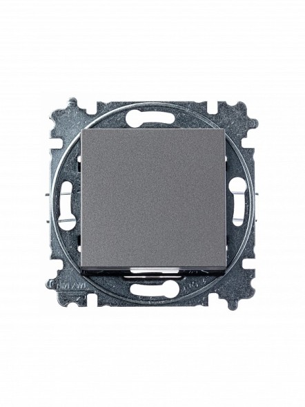 Переключатель ABB Levit сталь / дымчатый чёрный одноклавишный 2CHH590645A6069 3559H-A06445 69W