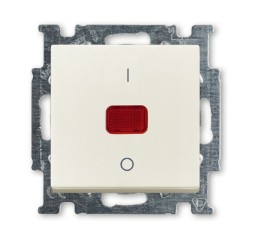 Механизм переключателя ABB Basic 55 chalet-white одноклавишный 2-полюсного выключателя с клавишей с линзой с неоновой лампой с маркировкой I/O 20 А / 250 В 2CKA001020A0093 1020/2 UCK-96-