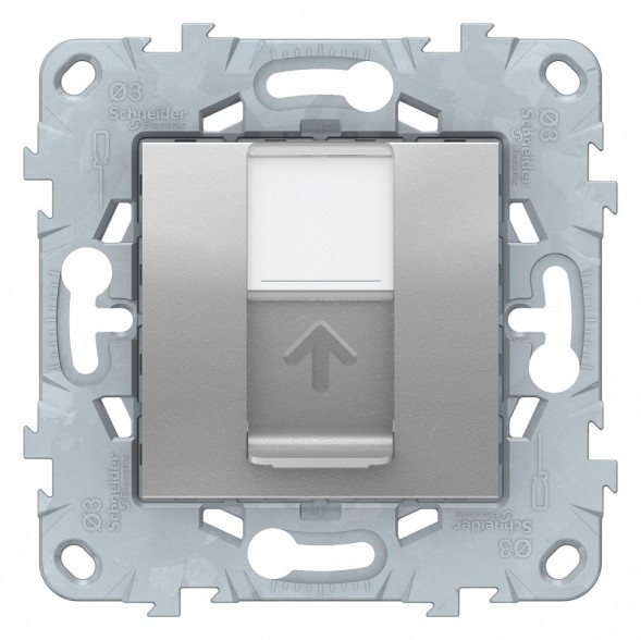 Розетка компьютерная RJ45 Schneider Electric Unica Studio Алюминий 1очная, кат. 6 UTP NU541530