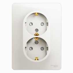 Розетка двойная с заземлением, со шт,16А, 250В, в сборе Schneider Electric Glossa Перламутр GSL000626