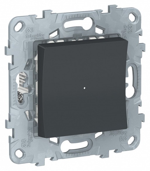 Релейный выключатель Schneider Electric Unica Studio Антрацит Wiser нажимной, 10А NU553754