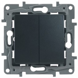 Выключатель/переключатель Legrand Etika антрацит двухклавишный 10 A 250 В~ 672612