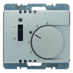 Регулятор температуры помещения Berker Arsys стальной лак с размыкающим контактом центральной панелью одноклавишным выключателем и светодиодом 20309004