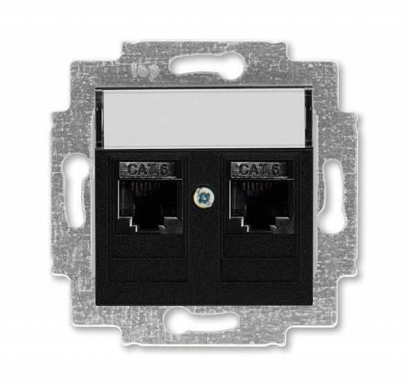 Розетка телефонная ABB Levit антрацит двойная 2хRJ45 категория 6 2CHH296118A6063 5014H-A61018 63W