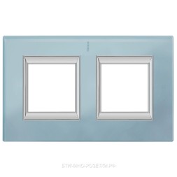 Рамка Bticino Axolute прямоугольная вертикальная, 2+2 модуля (Голубое стекло) HA4802/2VZS
