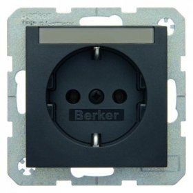 Штепсельная розетка Berker R.1 антрацит, матовый SCHUKO с полем для надписей 47501606