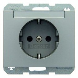 Штепсельная розетка Berker K.5 стальной лак SCHUKO с полем для надписей 47387004