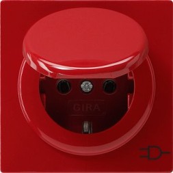 Розетка Gira S-color Красный с заземляющими контактами и крышкой 045443