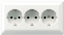 Розетка Jung AS 500 белый SCHUKO тройная, автоматический зажим AS523WW
