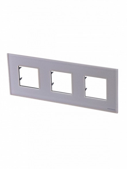 Рамка ABB Zenit Жемчужное стекло 3 поста 2CLA227300N3501 N2273 CP