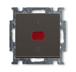 Механизм переключателя ABB Basic 55 chateau-black одноклавишный 2-полюсного выключателя с клавишей с линзой с неоновой лампой с маркировкой I/O 20 А / 250 В 2CKA001020A0092 1020/2 UCK-95-
