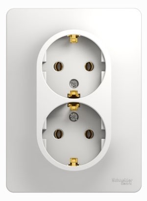 Розетка двойная с заземлением, 16А, в сборе Schneider Electric Glossa Белый GSL000124
