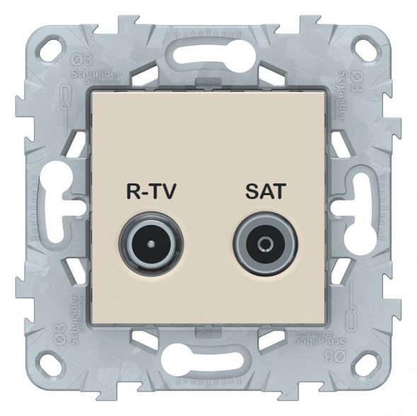 Розетка R-TV/ SAT Schneider Electric Unica Studio Бежевый проходная NU545644