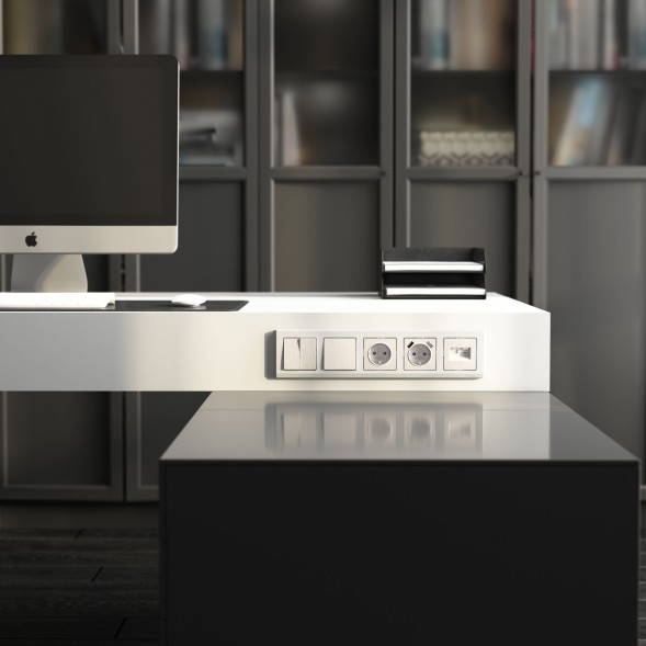 Выключатель одноклавишный проходной (перламутровый рифленый) Werkel W1112013