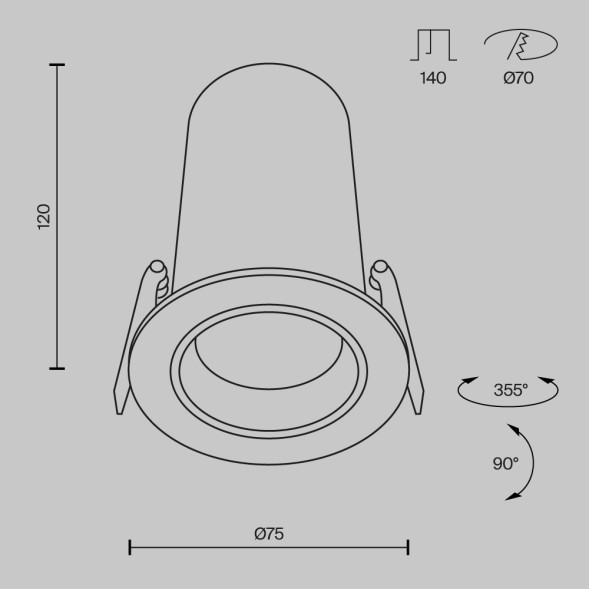 Встраиваемый светильник Technical DL125-L12-4K-W