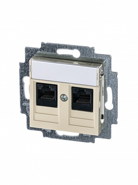 Розетка телефонная ABB Levit слоновая кость двойная 2хRJ45 категория 5e 2CHH295118A6017 5014H-A51018 17W