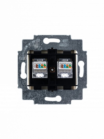 Розетка телефонная ABB Levit слоновая кость двойная 2хRJ45 категория 5e 2CHH295118A6017 5014H-A51018 17W