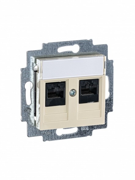Розетка телефонная ABB Levit слоновая кость двойная 2хRJ45 категория 5e 2CHH295118A6017 5014H-A51018 17W