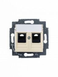 Розетка телефонная ABB Levit слоновая кость двойная 2хRJ45 категория 5e 2CHH295118A6017 5014H-A51018 17W