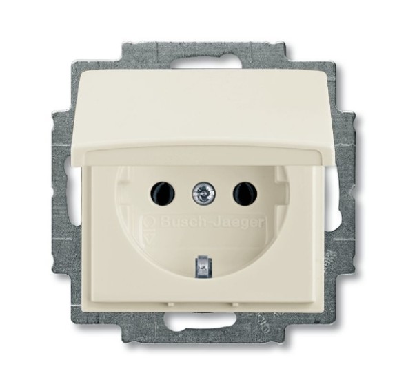Розетка ABB Basic 55 chalet-white SCHUKO 16А 250В с крышкой 2CKA002018A1500 20 EUK-96-507