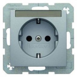 Штепсельная розетка Berker R.1 алюминий, матовый SCHUKO с полем для надписей 47501404