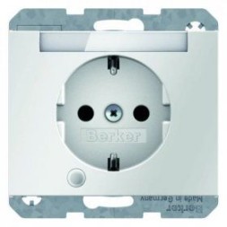 Штепсельная розетка Berker K.1 полярная белизна с блеском SCHUKO с контрольной лампой полем для надписи 41107009