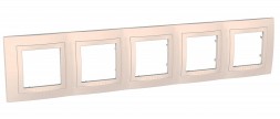 Рамка Schneider Electric Unica бежевый с декоративным элементом 5 постов MGU2.010.25