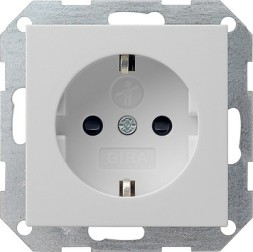 0453015 Розетка с з/к и защитой от детей, серый матовый Gira